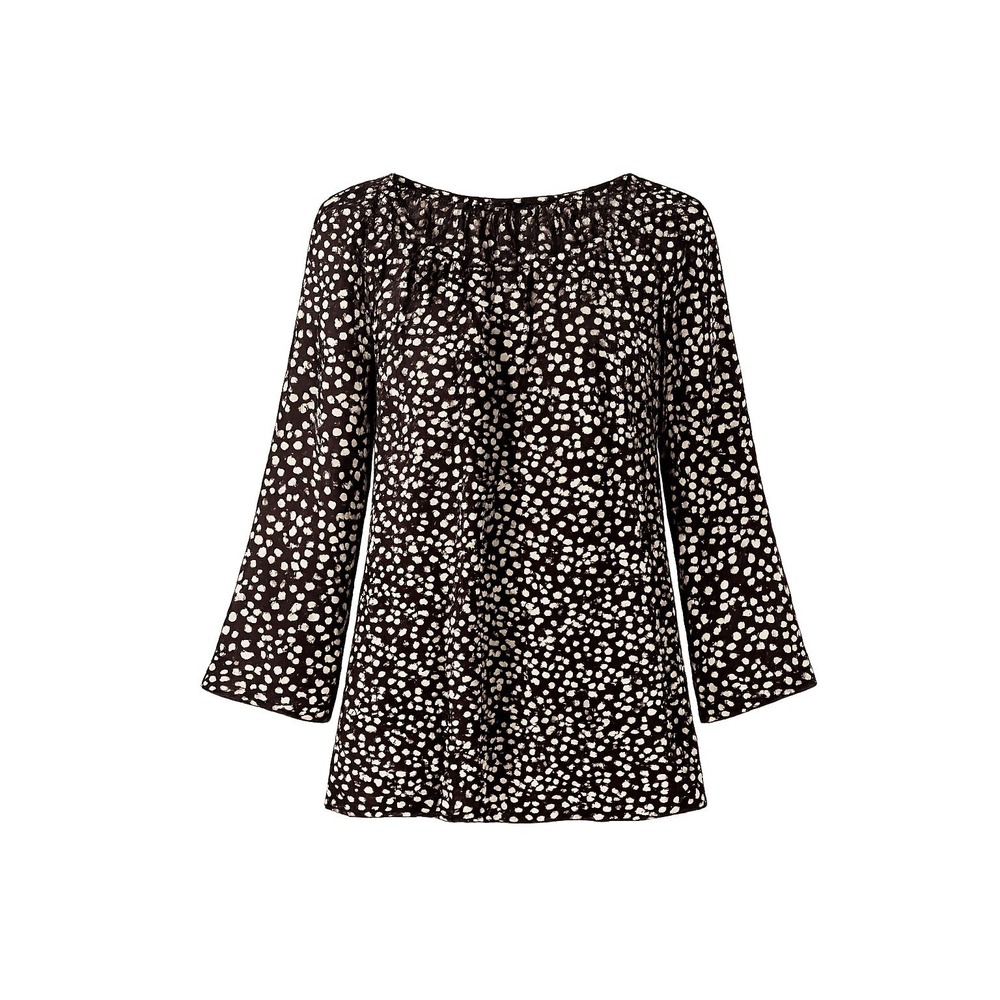 Banana Republic XL Black White Abstract Print Flowy Blouse 3/4 Sleeve Relaxedfit